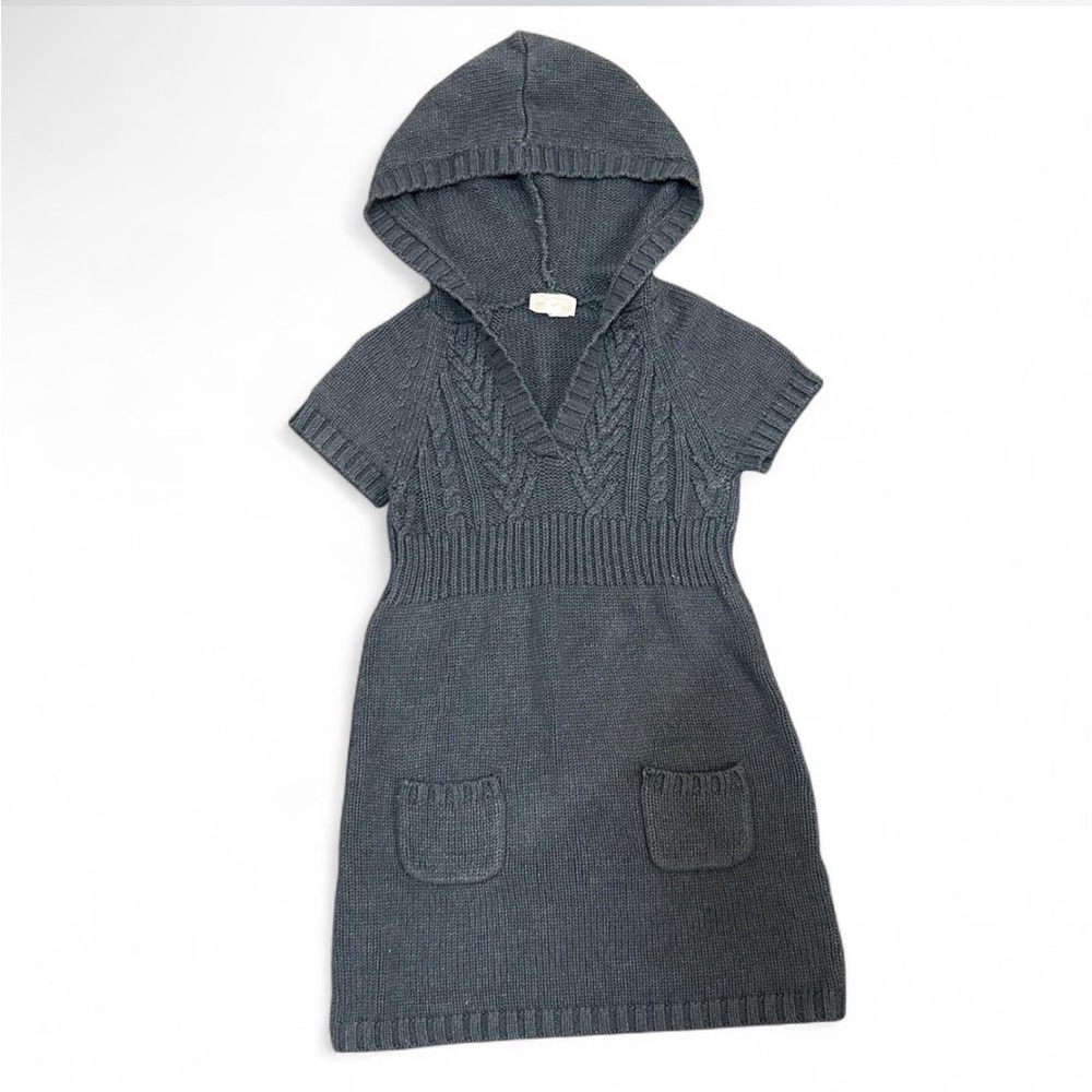 Red Camel Charcoal Gray Hooded Knit Mini Dress
